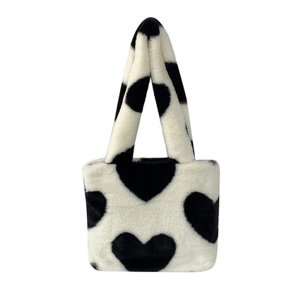 Fashion Love Heart Womens Furry Fluffy Bag