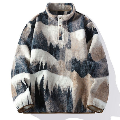 American High Street Vintage Tie-dye Coat Heavy Velvet Hoodie